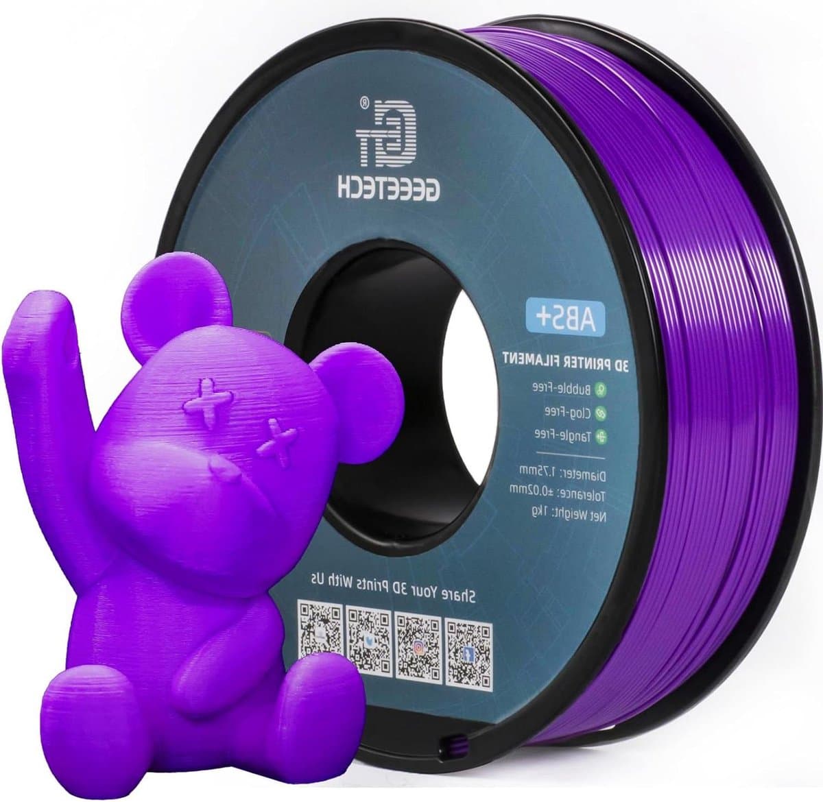 3D Printer Filament - ABS+ Filament - 3D Printen - Geen Verstoppingen - 1.75 mm 1 kg - Paars