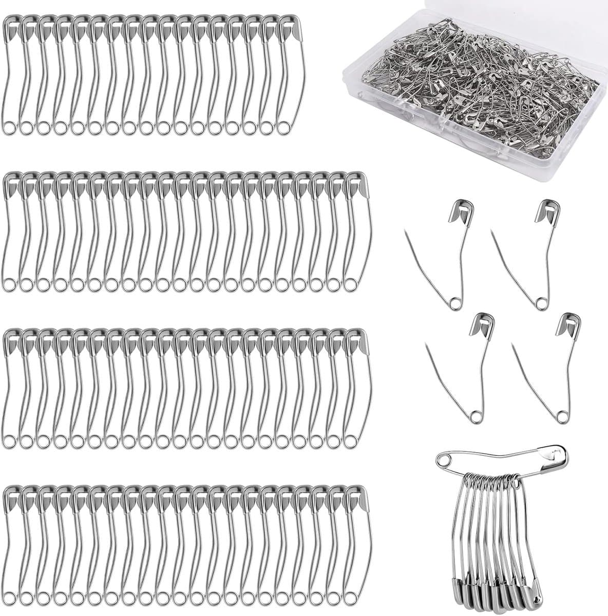 300stks Gebogen Veiligheidsspelden, 3,8cm Quilten Knoopspelden RVS Naai Veiligheidshulpmiddelen voor Quilten Breien Naai Handwerken