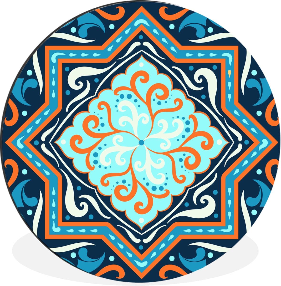 WallCircle - Wandcirkel - Muurcirkel - Vormen - Blauw - Patronen - Aluminium - Dibond - 60x60 cm - Binnen en Buiten