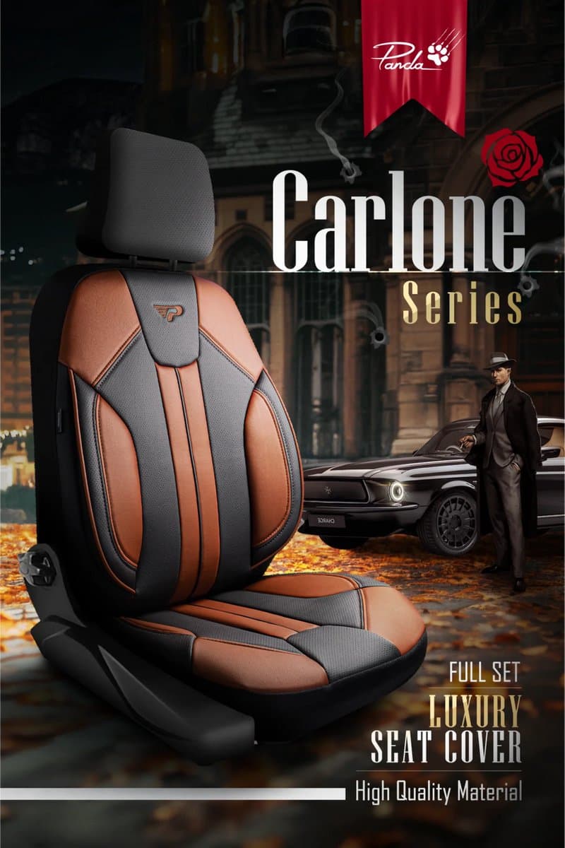 Stoelhoezen Lexus LX 2008-2021 – Carlone Cognac – premium skai leer – complete set voor 2 voorstoelen – slijtvast en eenvoudig te reinigen