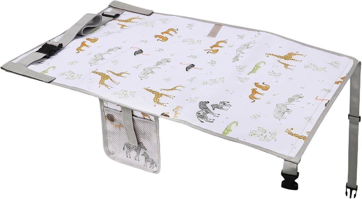 Vliegtuigbed Kinderen - Reisstoelverlenger Vliegtuig - Comfortabel Reizen - Waterdicht en Draagbaar - 76 x 44.5 cm - African Grasslands