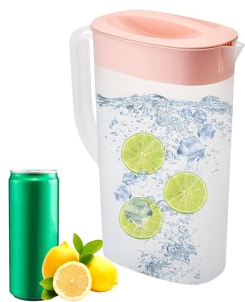 Waterkan met deksel en schenktuit voor koelkast - 2500 ml kunststof karaf