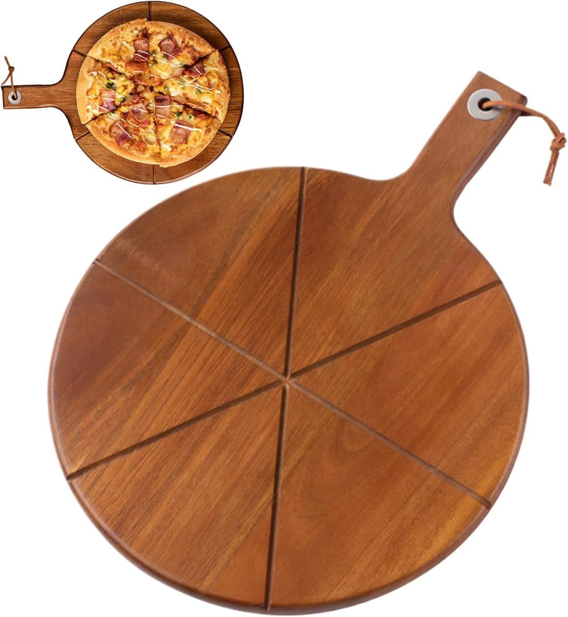 Pizzasnijplank - Pizza schep - Oven naar tafel - 6 praktische groeven - 30 x 40 cm - Houtkleur