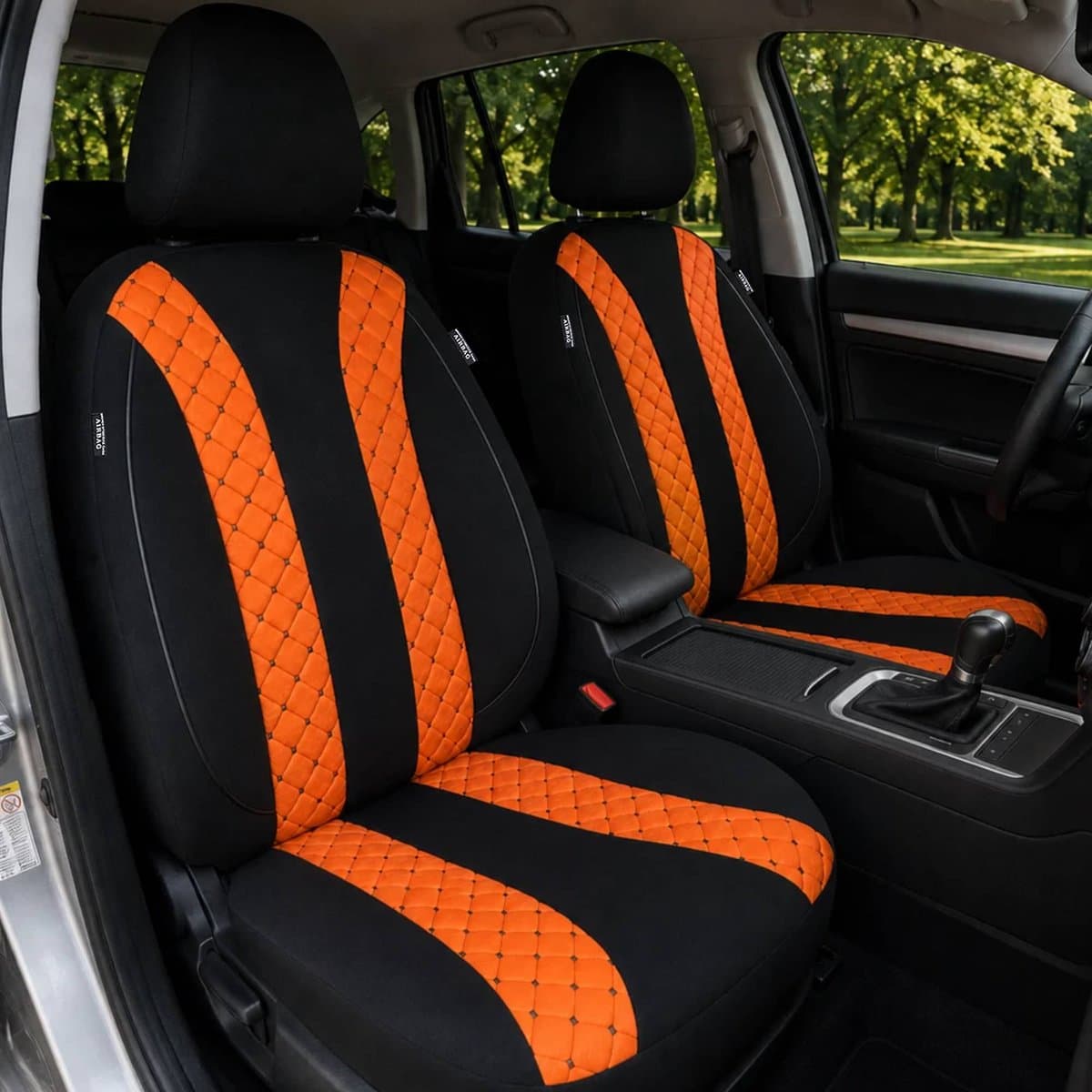 Autostoelhoezen voor Ford Tourneo Transit BJ vanaf 2018 – Stoelhoezen voor bestuurder en passagier in Zwart/Oranje
