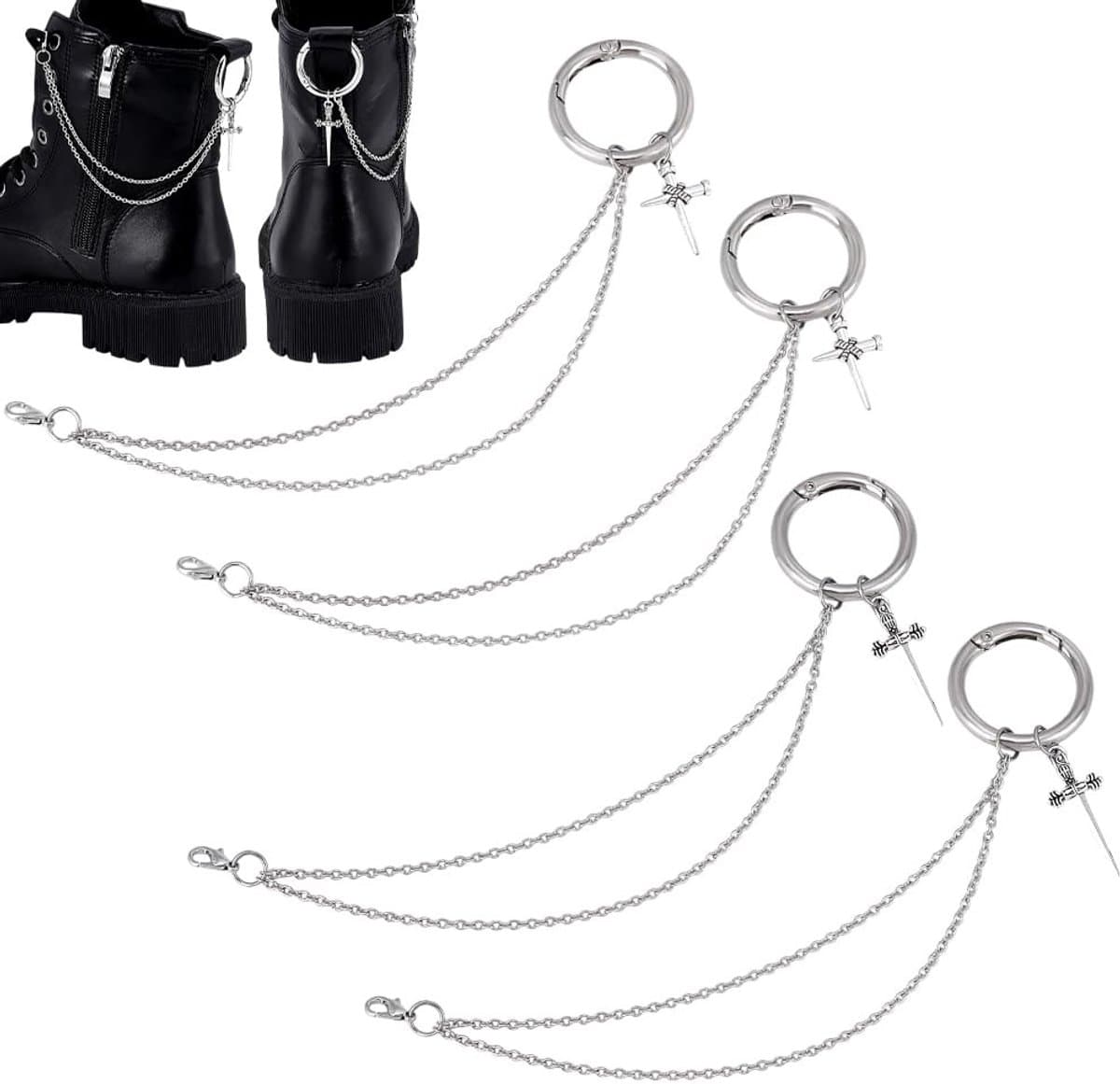 Dailygoods- Schoenen Charm 4 Stuks - 2 Stijlen - Decoratieve Kettingen - Accessoires voor Sneakers/Laarzen - Duurzaam - Perfect voor Cadeau - Schoenaccessoires