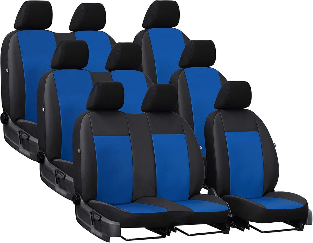 Autostoelhoezen - Stoelbekleding Set - Voertuig Beschermen - 100% Pasvorm - 9-zits - Blauw