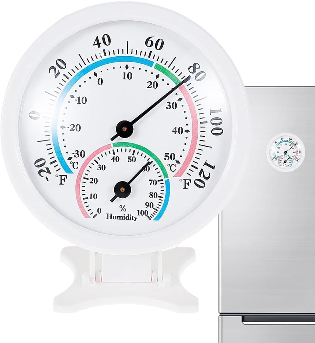 Thermo-hygrometer Analoog - Temperatuur Vochtigheid Meter - Klimaat Monitoren - Geen Batterijen Nodig - 7.5 x 8.5 cm - Wit