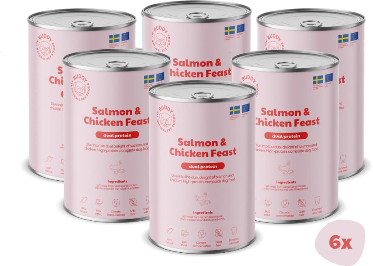 BUDDY natvoeding Salmon & Chicken Feast 400 gr. - per 6 stuks