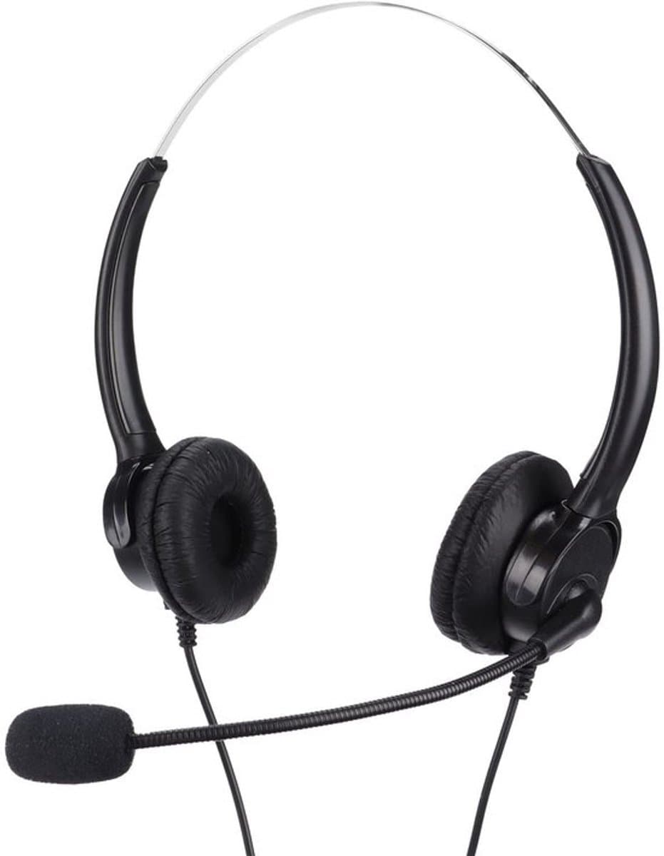 - Bedrade Telefoonheadset - RJ9 Binauraal - Ruisonderdrukking - Flexibel en Verstelbaar - Callcenter - Voor Klantenservice - 330° Microfoon