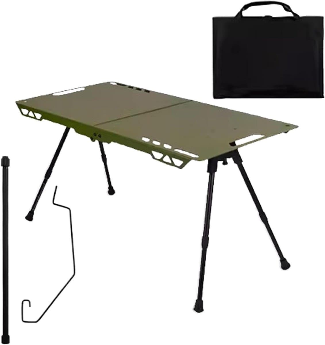Kampeertafel Aluminiumlegering - Picknicktafel Kooktafel - Buitenactiviteiten - Hoogteverstelbaar - 80x40x30 cm - Groen