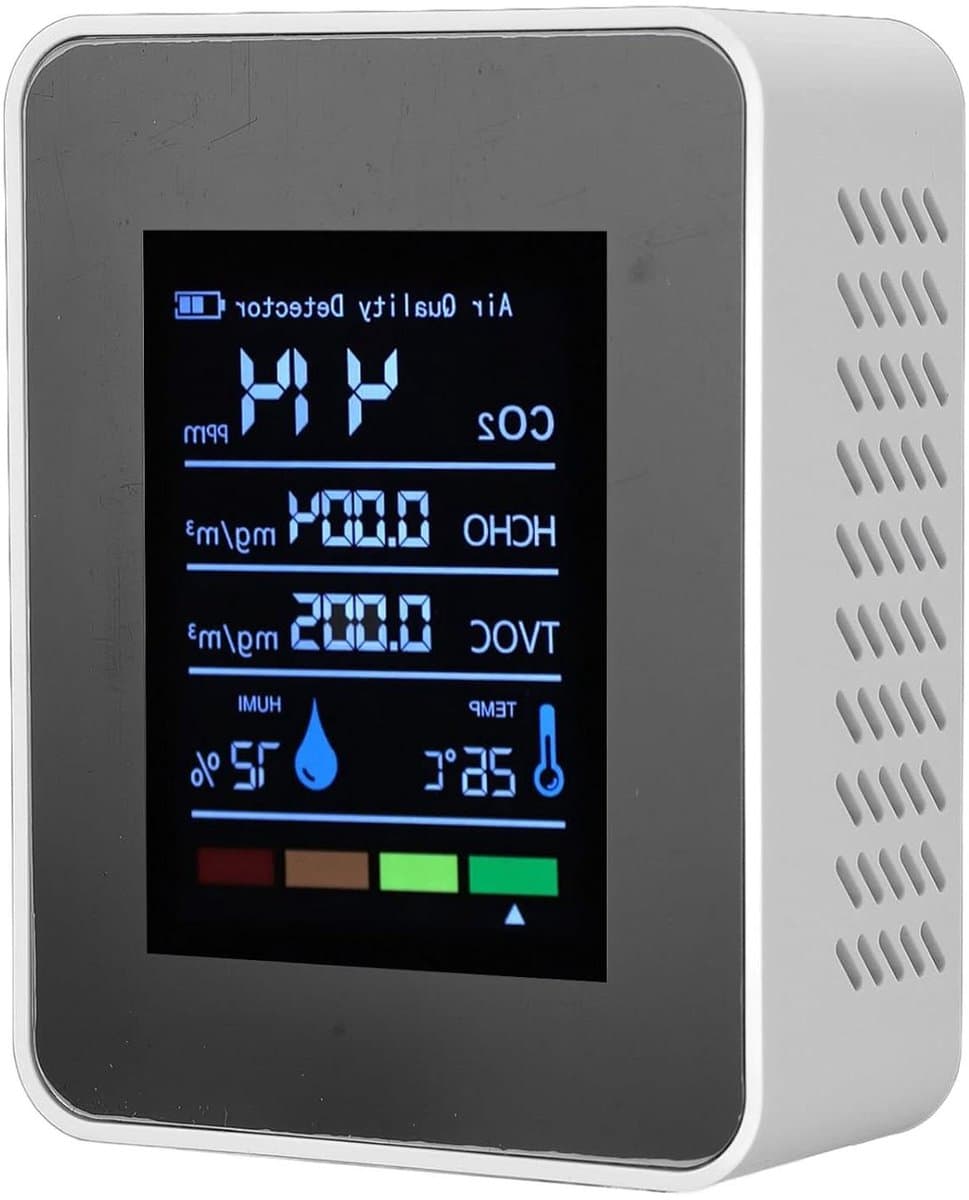 Luchtkwaliteitsmonitor - Luchtmeter - Binnenlucht Meten - 5-in-1 Detector - 1200 mAh Batterij - Wit