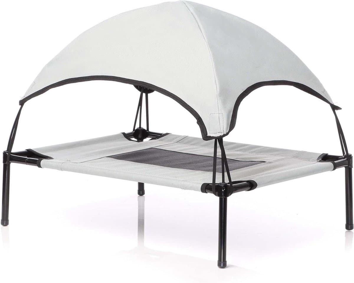 Hondenbed met Dak Grijs 91x76x16cm Geschikt voor Dieren tot 35kg