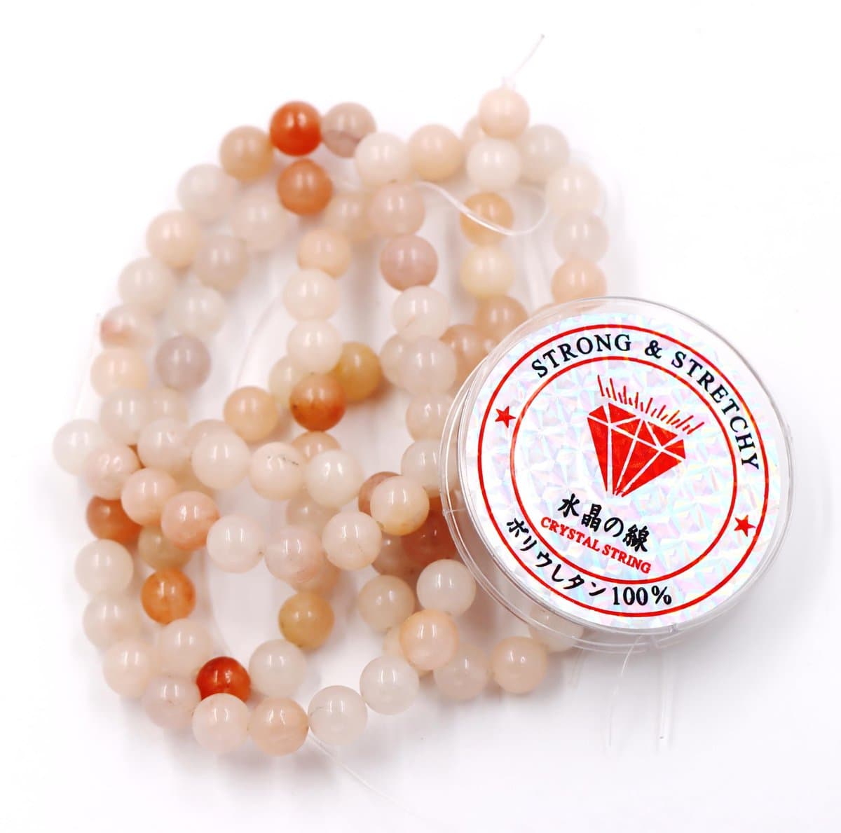 Fukugems kralen met rekkoord voor het maken van sieraden Losse stenen kralen voor doe-het-zelf Energiestenen helende armband 10 mm = 76 stuks en 1 rol koord Roze aventurijn 10 mm