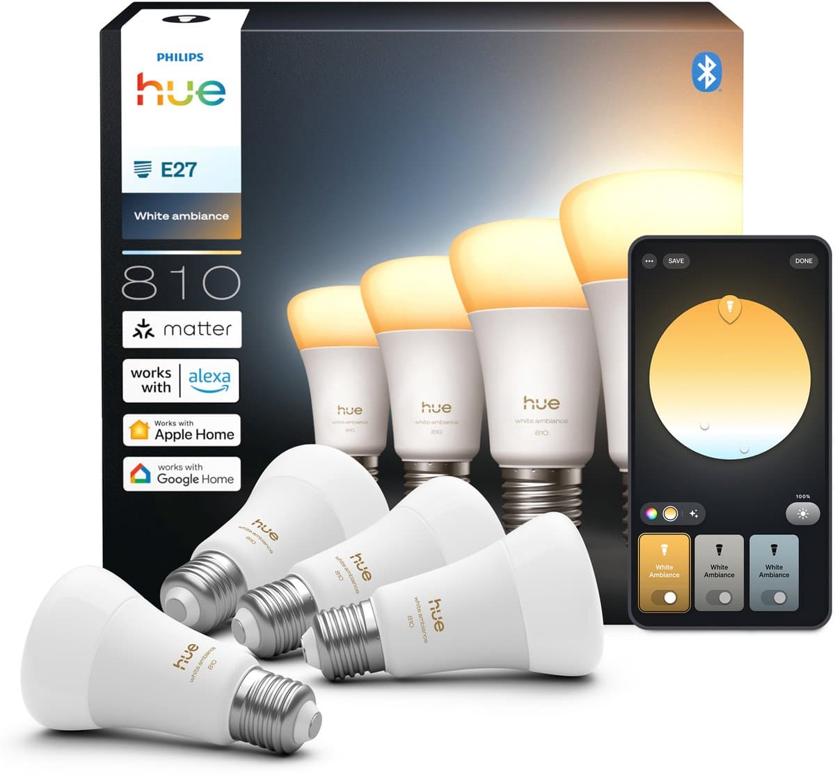 Philips Hue A60 White Ambiance E27 810lm 4-pack