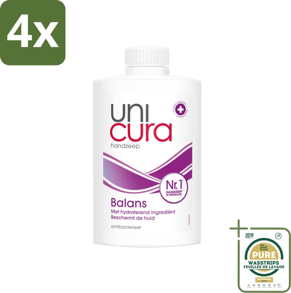 Unicura – Vloeibare Zeep Navulling – Balans – 250 ml - Voordeelverpakking - 4 stuks - Handhygiëne - Hand reinigen