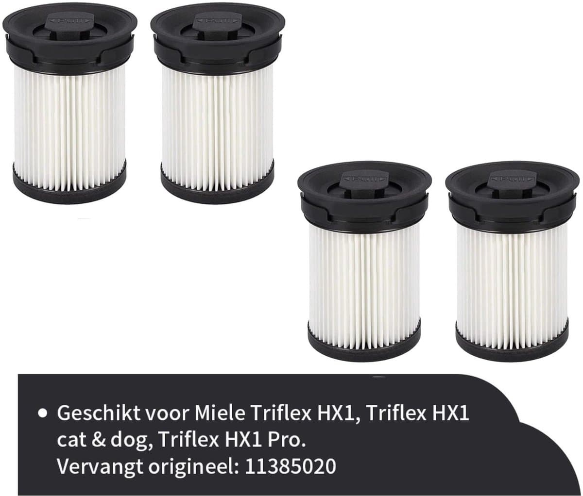 Replacements® – 4 fijnstoffilters en krabber voor Miele Triflex HX1, vervangt 11289902 / 11385020 / HX‑FSF
