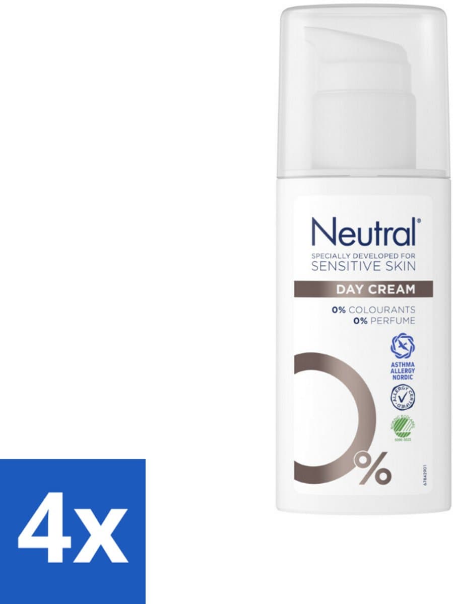 Neutral - Dagcrème - Gevoelige huid - Parfumvrij - 50 ml - Voordeelverpakking - 4 stuks
