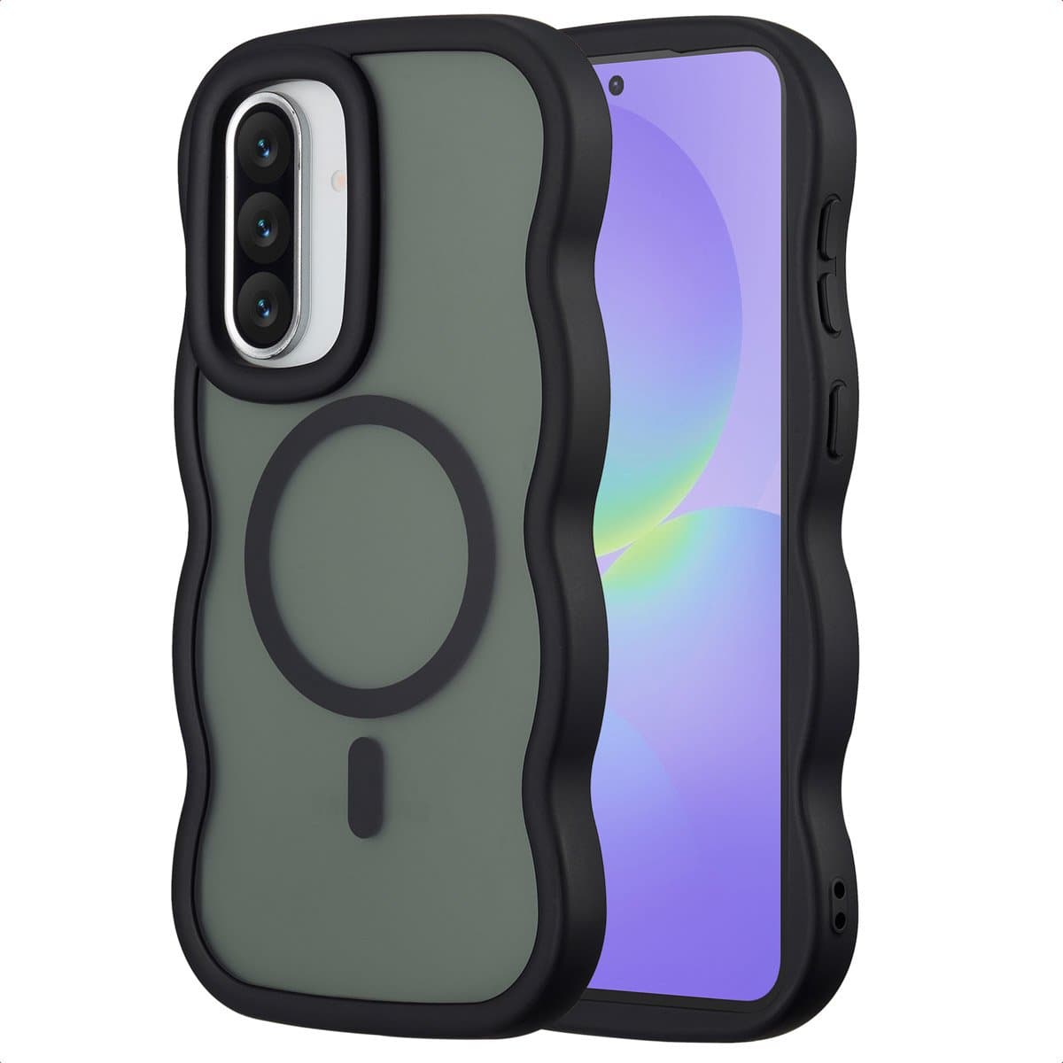 Selencia Wavy Case - Golvend Hoesje geschikt voor Samsung Galaxy A36 / A56 (5G) - Zwart