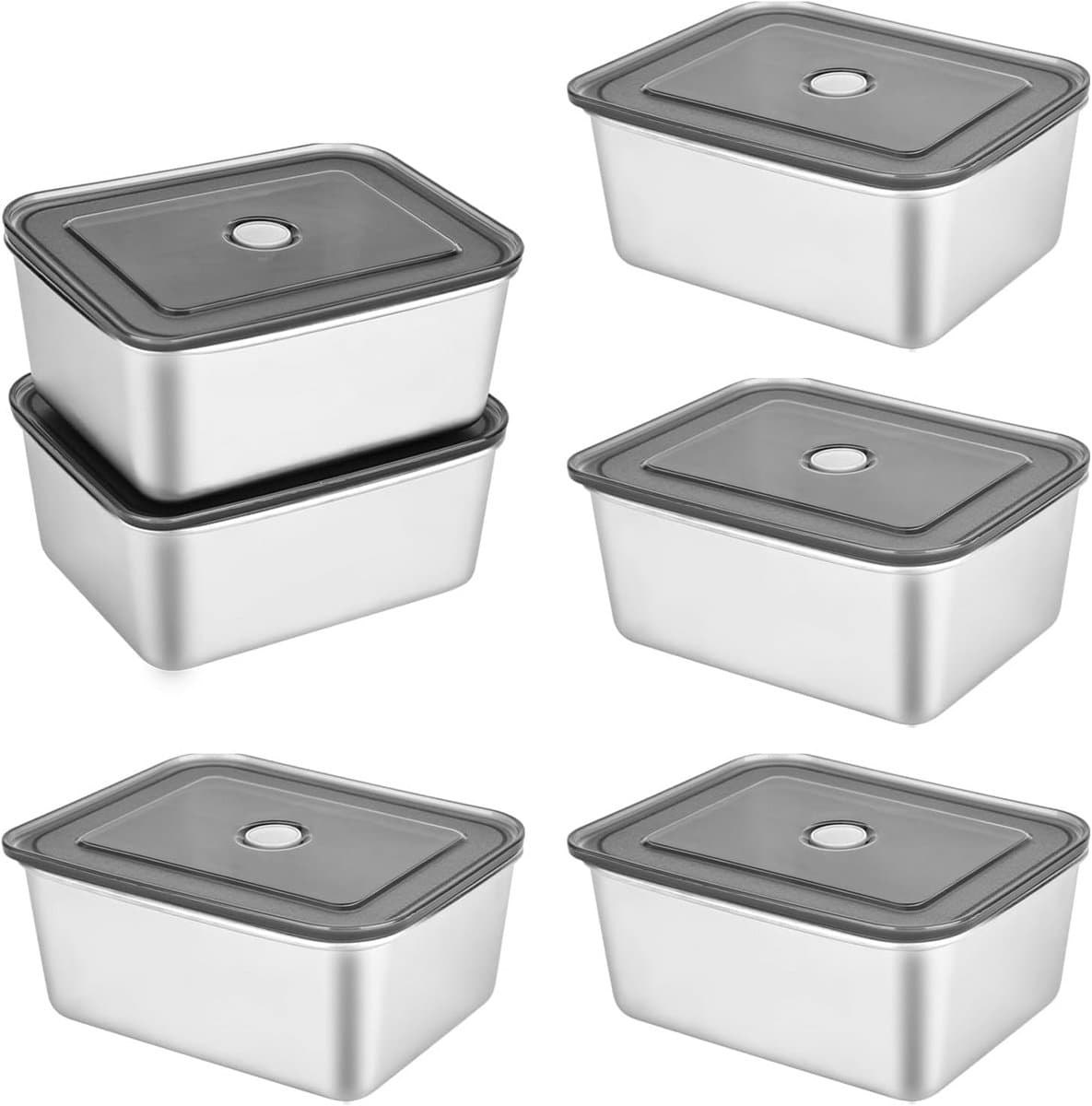 6x Set RVS Opslagcontainers 500ml - Lekvrije Metalen Lunchboxen voor Oven en Vriezer