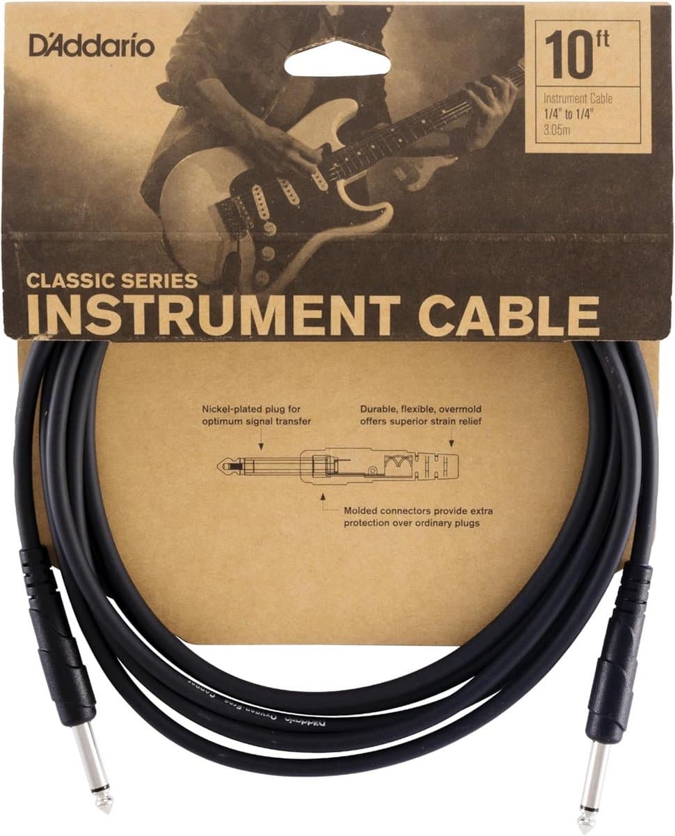 Gitaarkabel 1/4 inch - 3 meter instrumentenkabel met innovatieve schakelaar