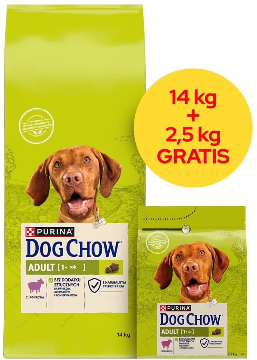 Purina Dog Chow Adult - Droge hondenvoeding - Lam - Ondersteunt spieren - Gezonde tanden & botten - Voor actieve volwassen honden