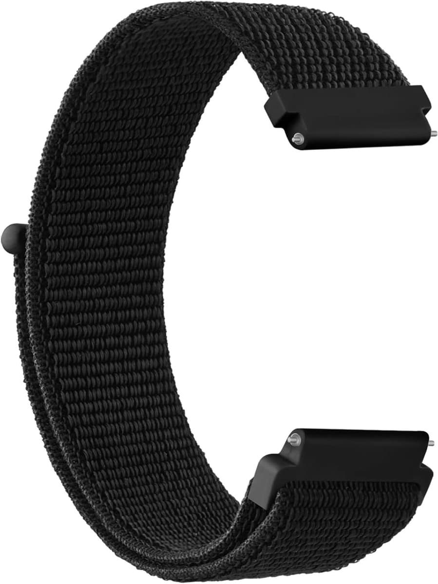 Ronte - Nylon Reservearmband voor Smartwatch, 22 mm - Zwart, Geschikt voor Garmin Venu, Garmin Vivoactive 4, Forerunner 255 en 265.