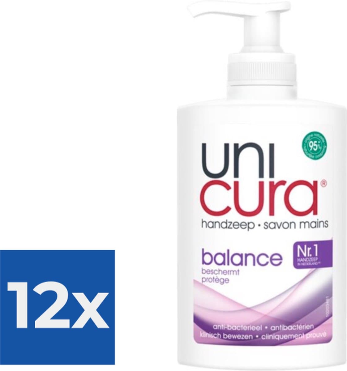 Unicura Vloeibare Handzeep Anti Bacterieel Balans 250ml - Voordeelverpakking 12 stuks
