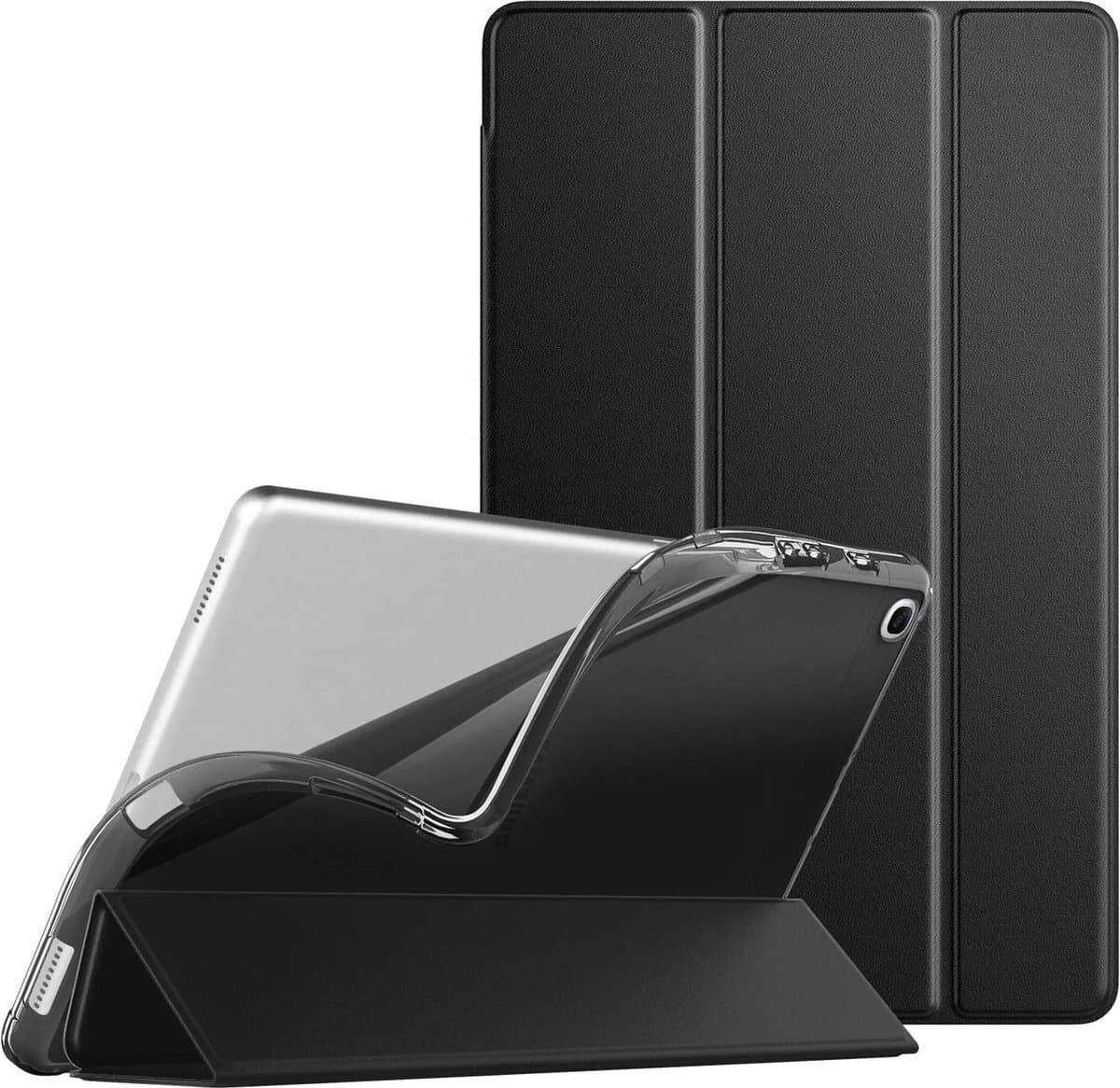 iPad Air 2019 Book Cover Tri-Fold hoesje met soft silicone houder - Zwart