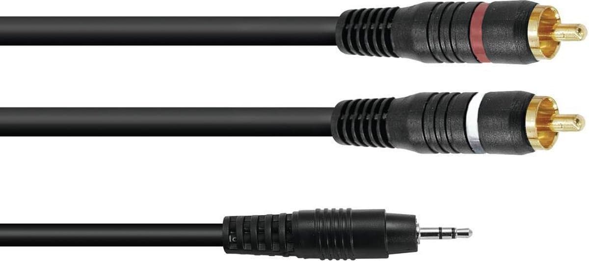 OMNITRONIC jack kabel 3 5 mm -  jack naar tulp - aux kabel - audio kabel 3.5 Jack/2xRCA 1m bk