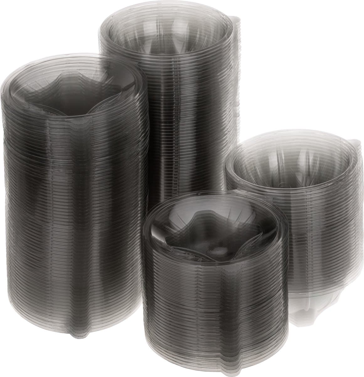 PrimeMatik - Transparent recycleerbare plastic soepkommen met deksel 750 mL, 100 stuks.