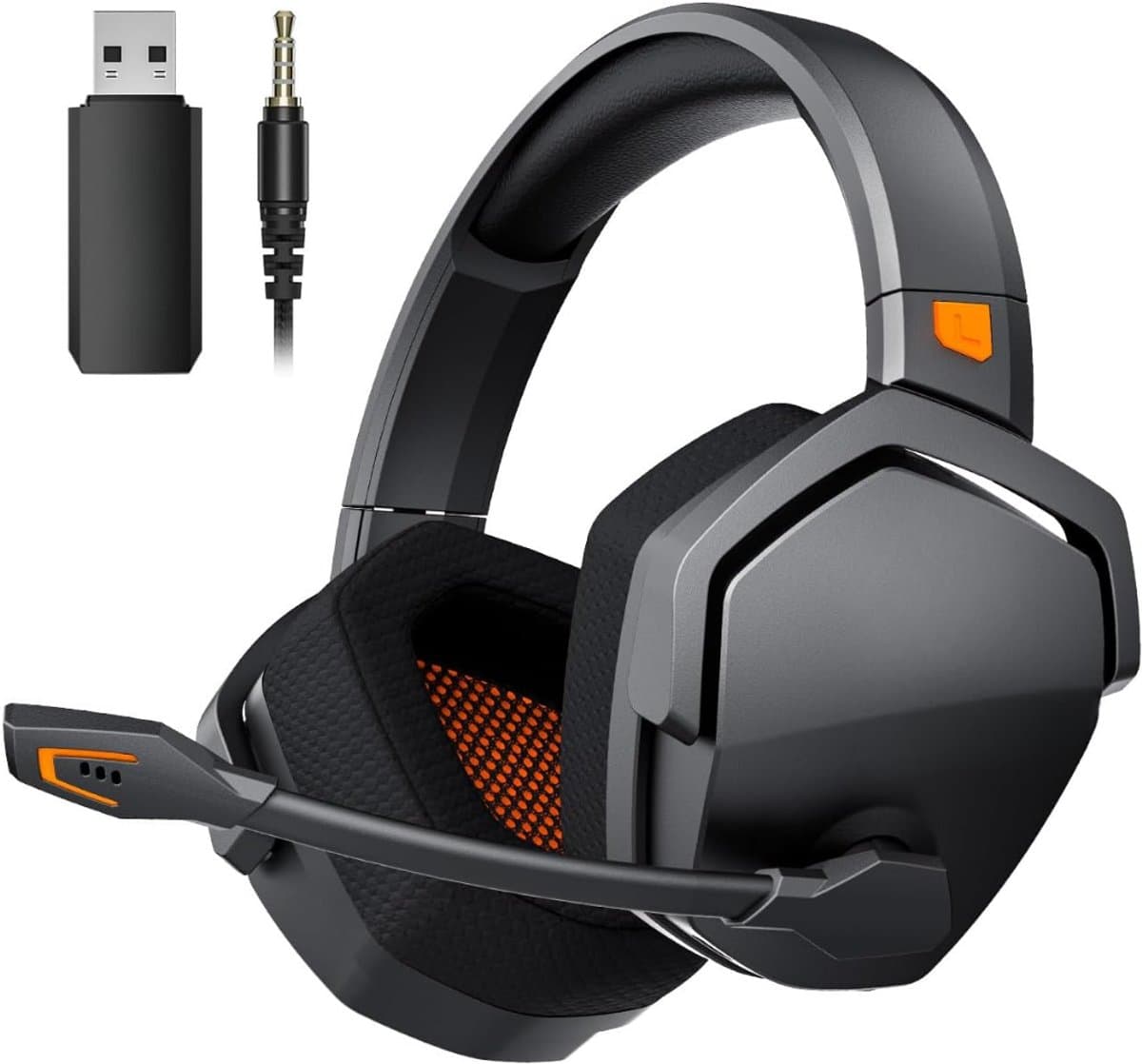 DYNA® Game headset draadloos - Headset - Game headset - Gaming headsets - Zwart/Oranje - ‎‎20cm x 11cm x 21cm