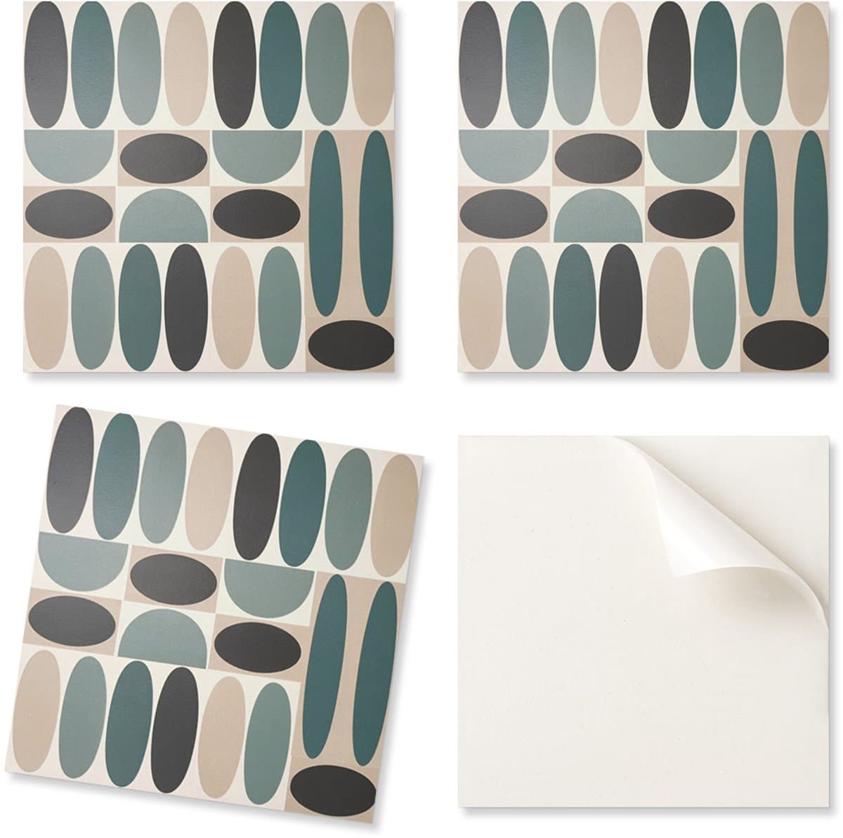 Zelfklevende vinyltegels - Bedrukt decoratief patroon, ovale vormen, 20x20x20 cm