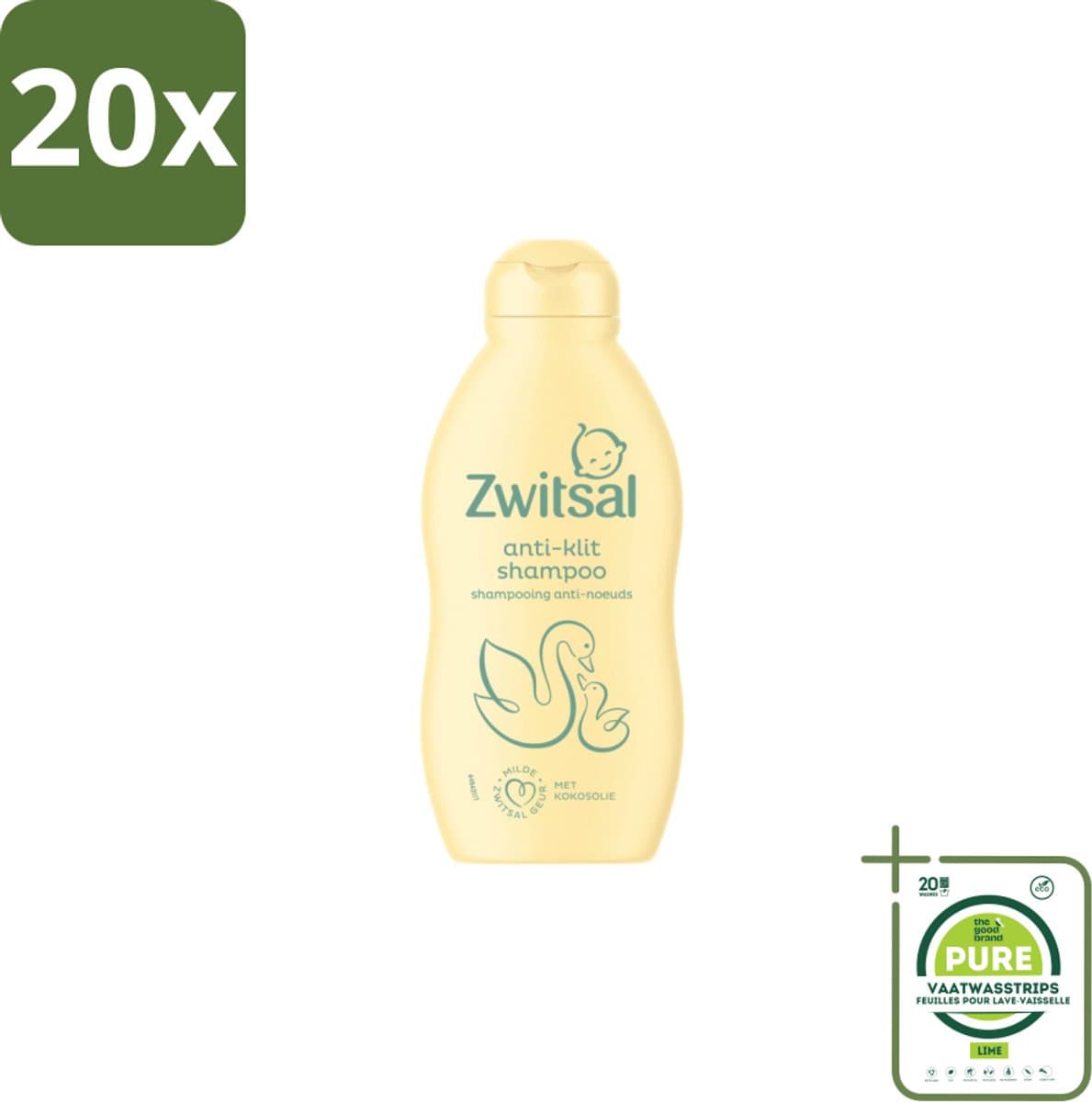 20 x Zwitsal Shampoo Anti-Klit 200 ml - Grootverpakking - Baby Haar Verzorging - Anti-klit Shampoo - Zwitsal Baby Shampoo - Babyhuid Verzorging - Zwitsal Anti-klit