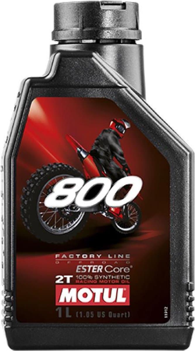 olie 2t motul 800 factory line off road racing 100% synthèse 1l pour moto cross tt