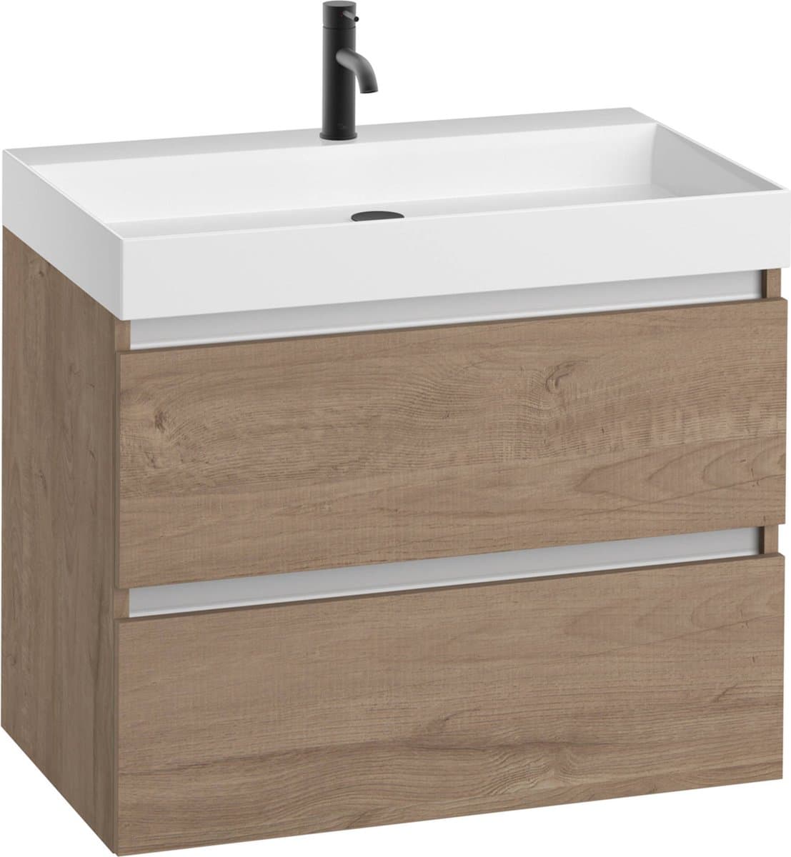 Saqu Gaia Badkamermeubel Set - 80x52 cm - Voorgemonteerd - Bruin - Wastafelmeubel - Badmeubel