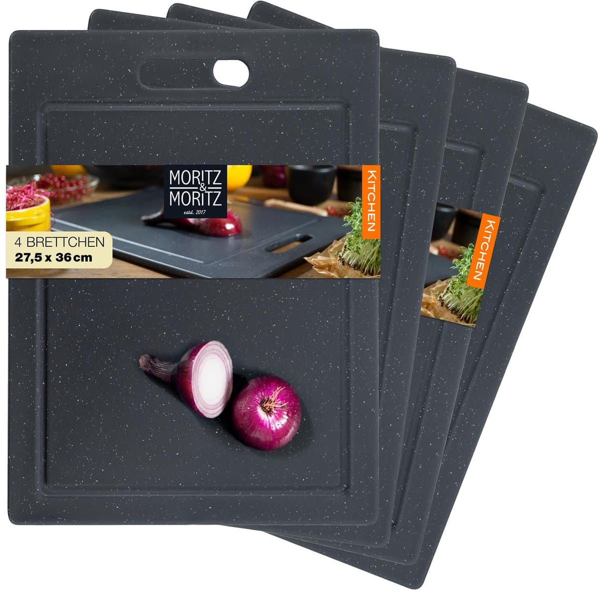 Moritz & Moritz 4-delige kunststofplank granietlook