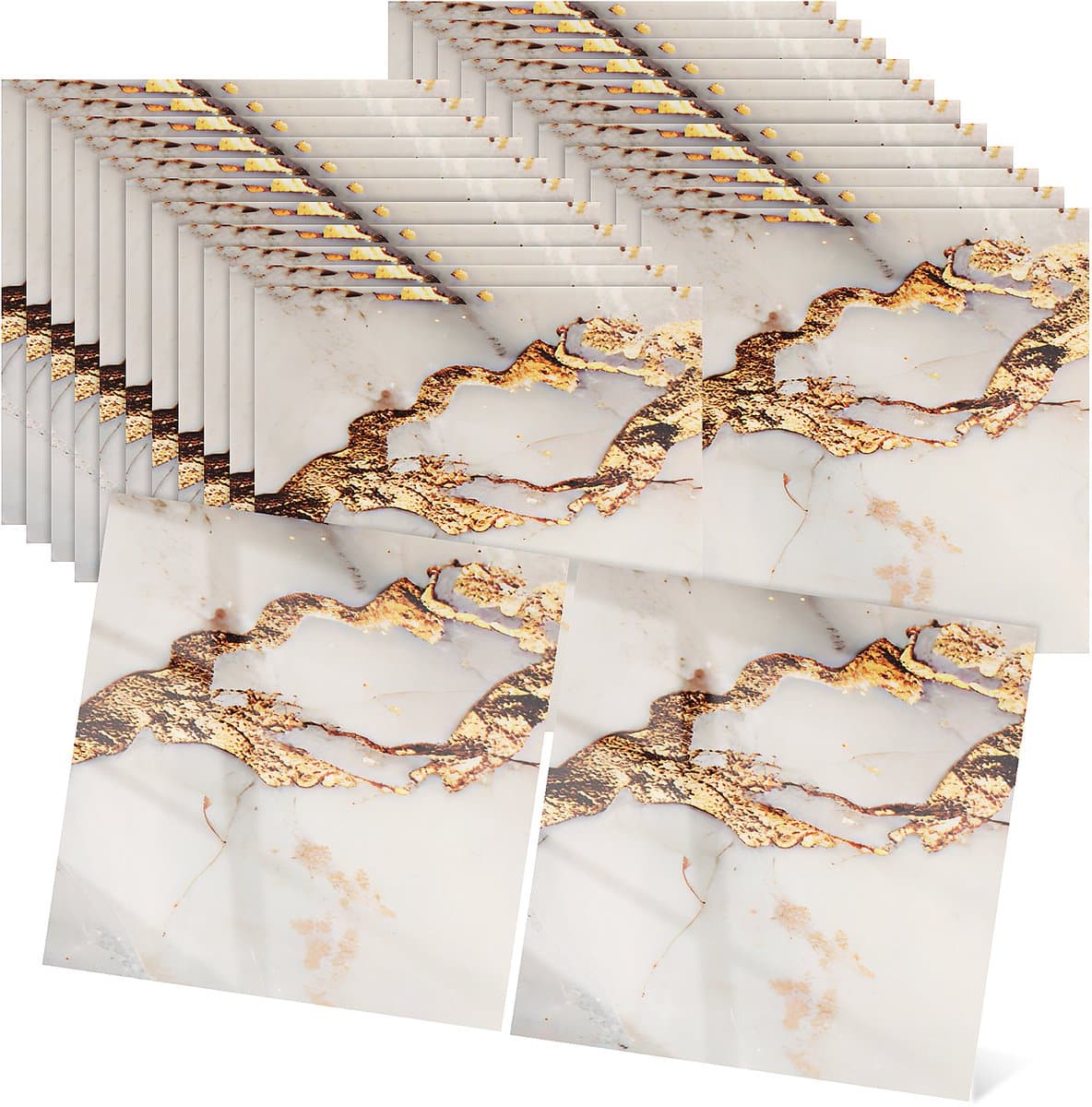 50 Stuks Zelfklevende Geel Marmertegels 30x30 cm - Waterdichte XPE Schuim Wandtegels voor Keuken, Badkamer & Woonkamer Luxe Marmerlook met Peel & Stick