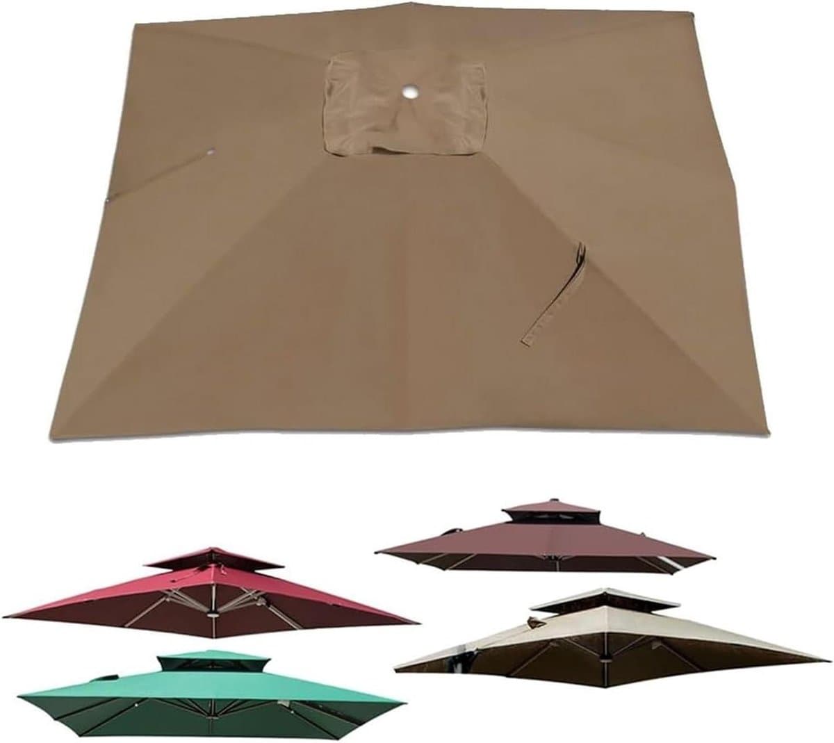 Parasolhoes Vervangend - Parasoldoek - Tuin Schaduw - UV30+ Bescherming - 300x300cm - Khaki