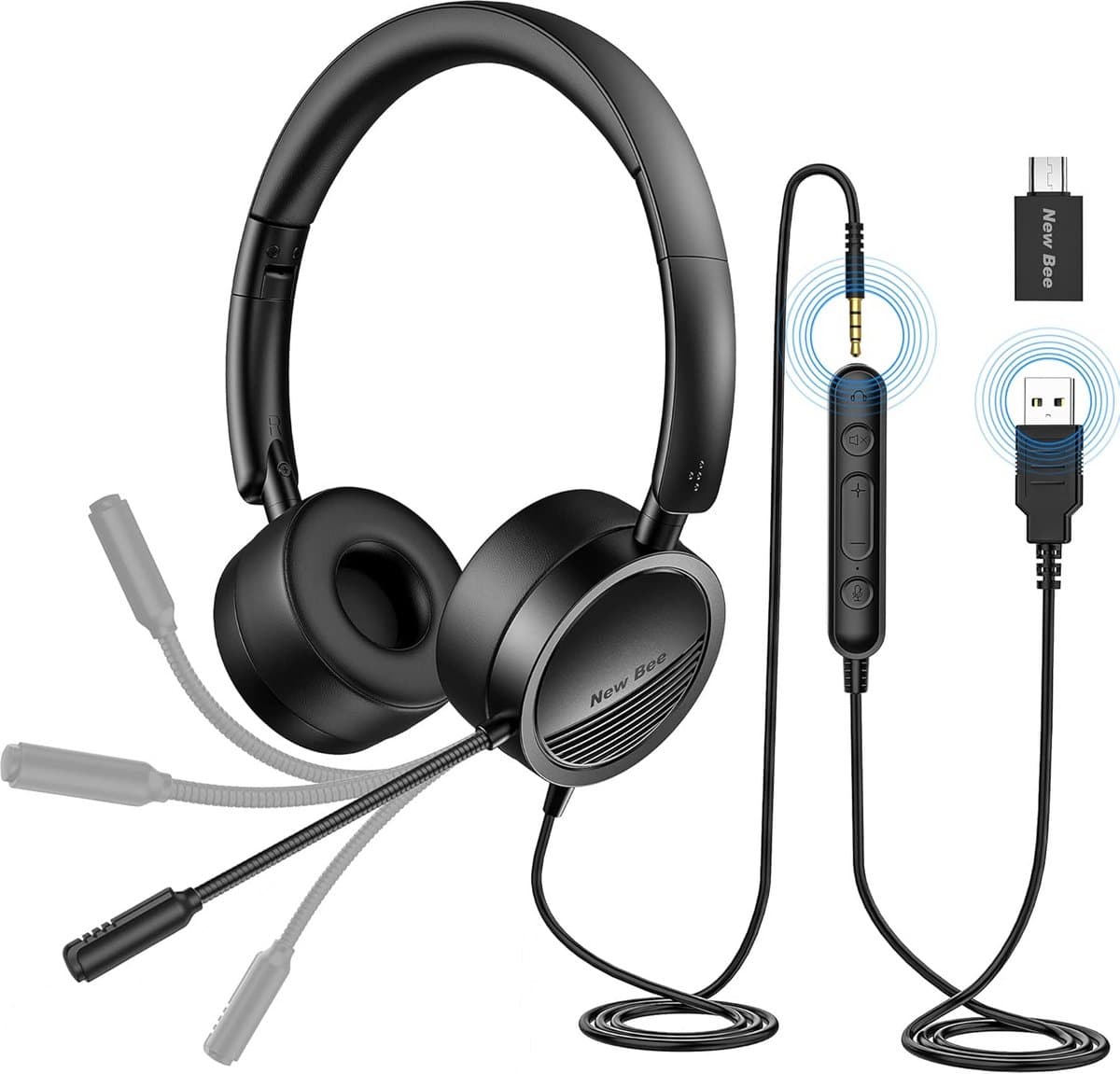 PC Headset - Zakelijke Headset - Online Vergaderen - Ruisonderdrukkende Microfoon - 250 Gram - Zwart