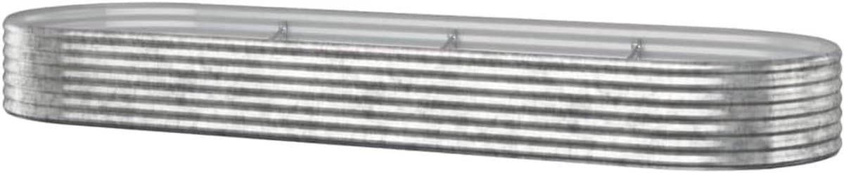 Plantenbak Staal - Bloembak Tuinbak - Planten Verfraaien - Gepoedercoat Metaal - 322 cm Lengte - Zilverkleurig