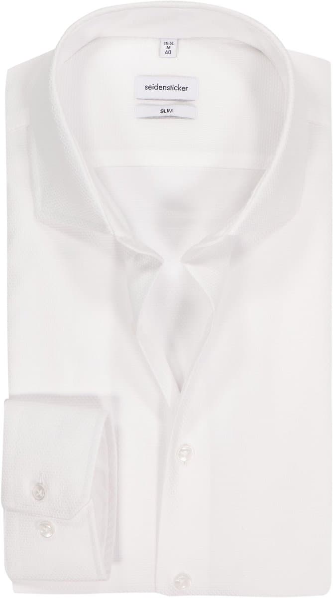 Seidensticker slim fit overhemd - structuur - wit