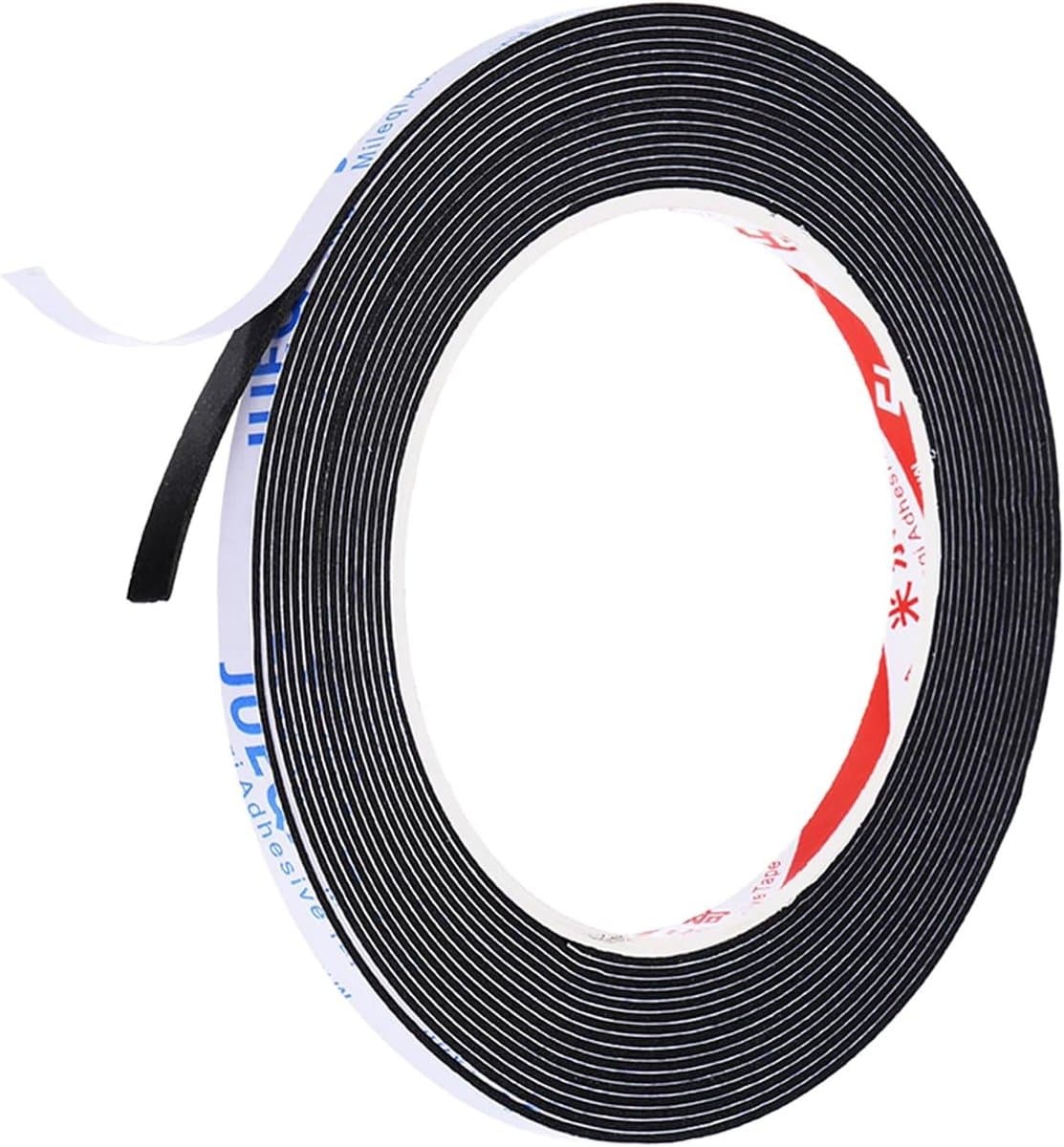 5 m Foam Sealing Tape - 5 mm Breed, 1 mm Dik, Eenzijdig, Weerbestendig, Tochtstrip voor Ramen en Deuren, Isolatie, Zwart