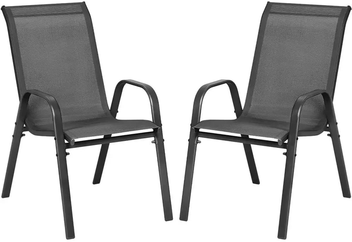 Geargalaxy Tuinstoelen Set - Buitenstoelen - Terrasstoelen - Balkonstoelen - Tuinstoelen - 2 Stuks - 70x54,5x92cm - Zwart