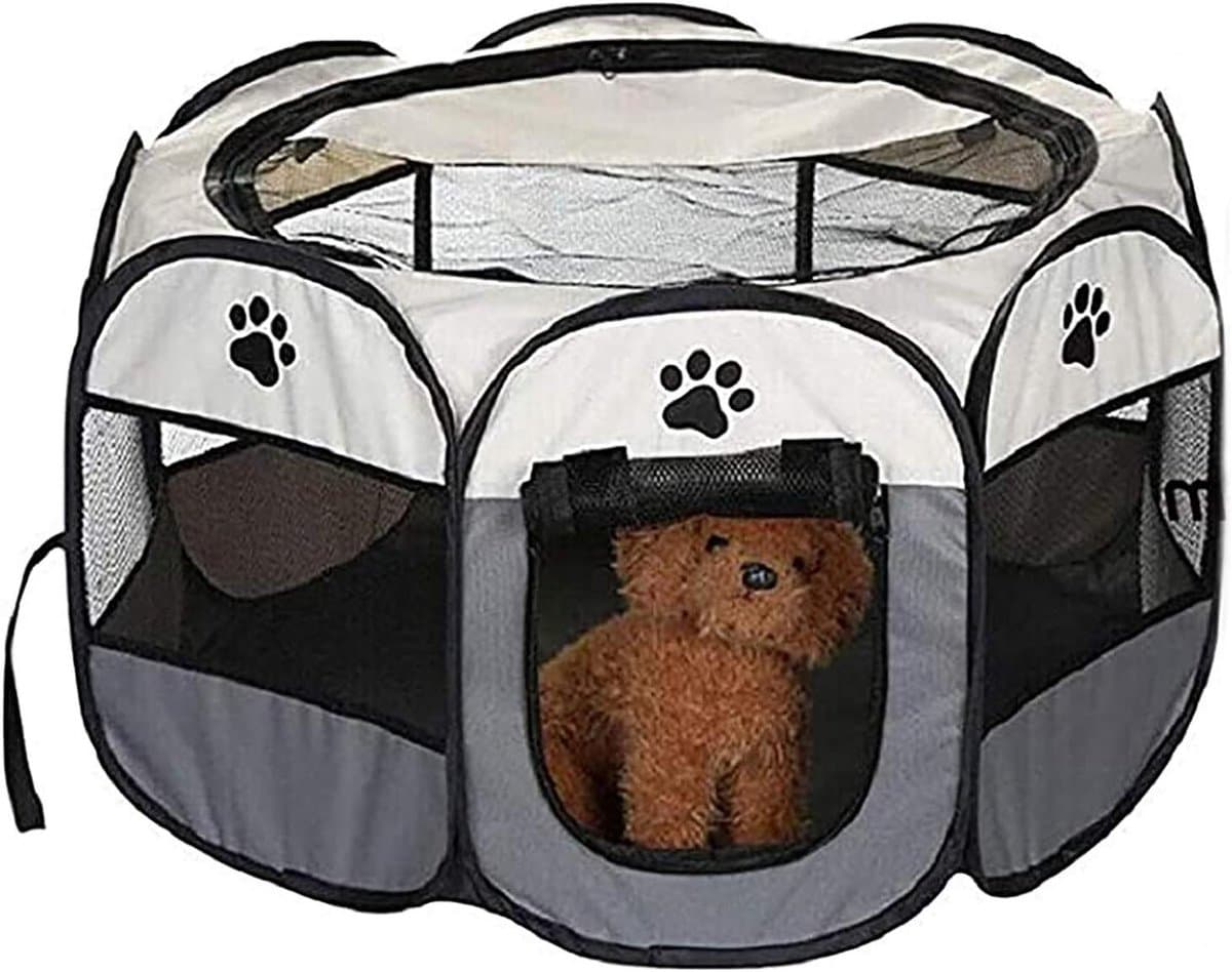 Huisdierentent - Honden ren - Veilig Spelen - Opvouwbaar Ontwerp - 74x74x43cm - Grijs