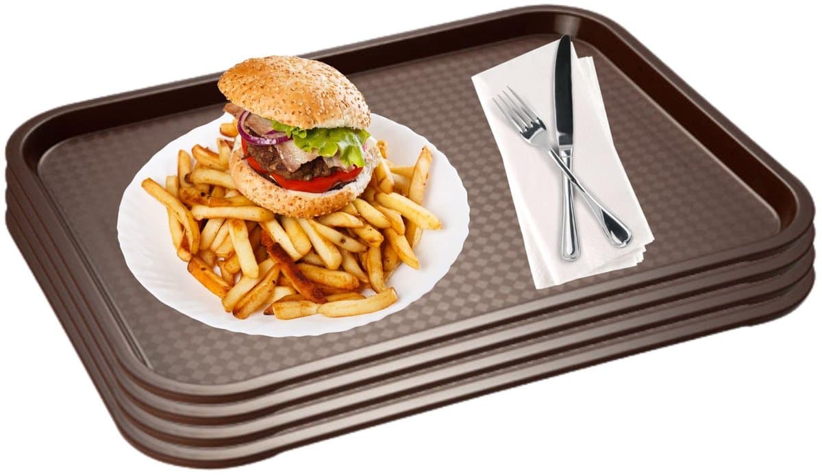 APS Fast Food Serveertablet - Breukbestendig - Vaatwasserbestendig - Bruin - 41x30.5cm - Set van 4