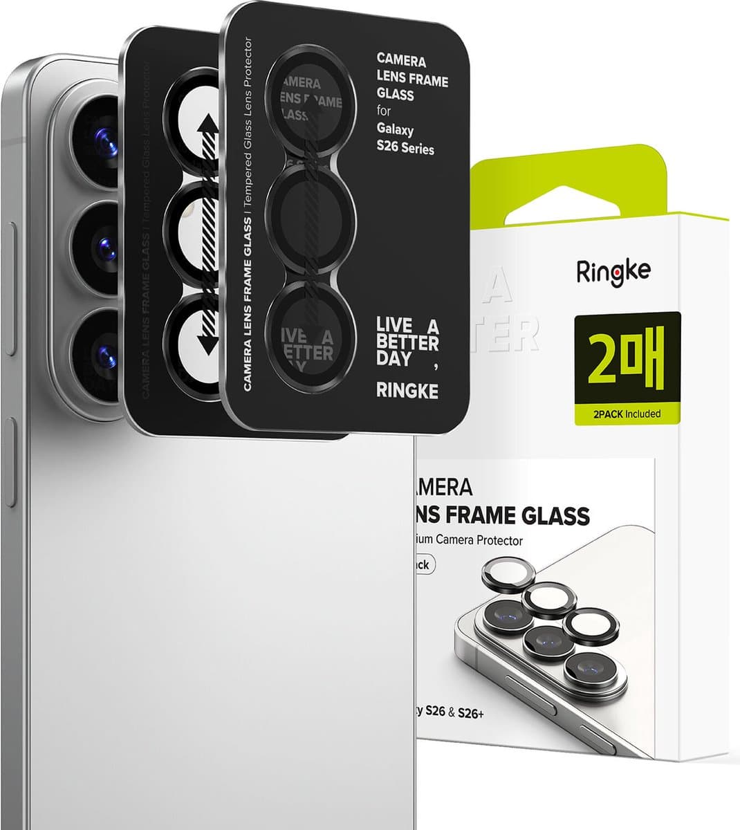 Ringke Camera Tempered Glass - Camera Protector Geschikt voor Samsung Galaxy S26 / S26 Plus - Case Friendly 9H Gehard Glas - 2-Pack