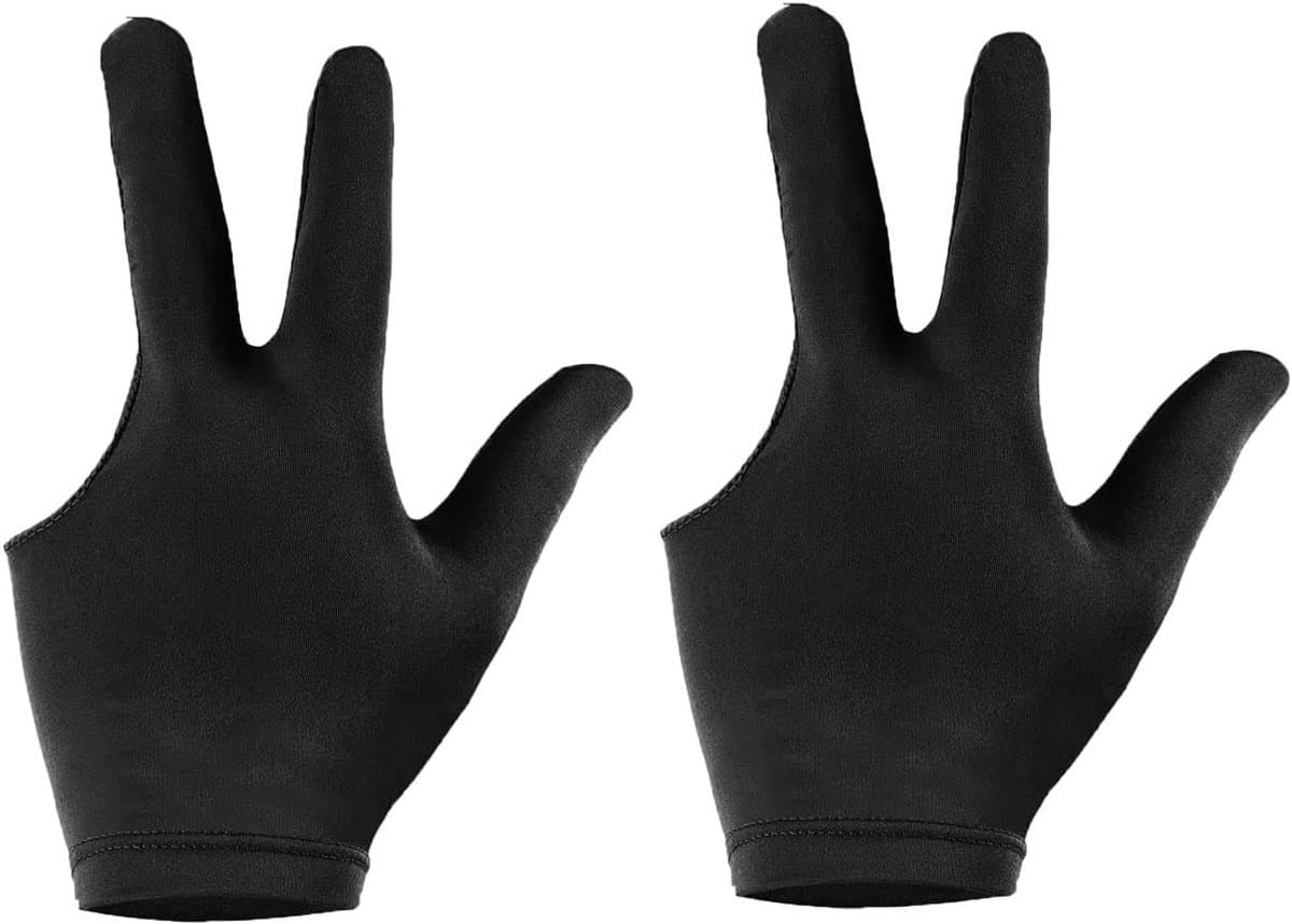 Billiard Handschoenen voor Snooker – 2 Stuks Drievinger Cover van Spandex en Lycra voor Links en Rechts – Zwart, Ideaal voor Professioneel Gebruik en Comfortabel Spelen