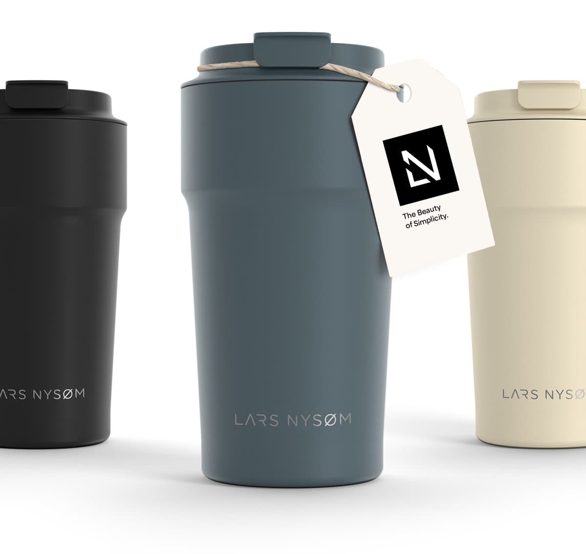 LARS NYSØM Bevægelse Thermos Coffee Mug-to-go 500ml - BPA-vrij met Isolatie - Lekvrije Roestvrijstalen Thermosbeker (Stone Blue)