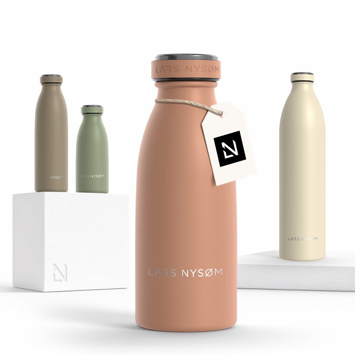 LARS NYSØM Ren Roestvrijstalen drinkfles 350ml - BPA-vrij geïsoleerde waterfles 0,35 Liter (Blush Rose)