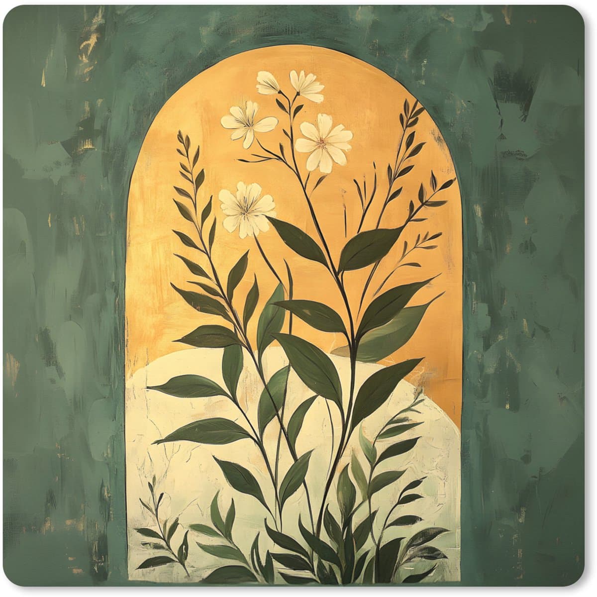Muismat XXL 60x60 cm - Bureau onderlegger - Bureau mat Plant - Bloemen - Wit - Bureaumat - Gaming mousepad xl - Bureaulegger groot - Computer deskmat